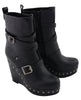 Milwaukee Performance MBL9437 Women's Black Triple Strap Boots with Platform Wedge