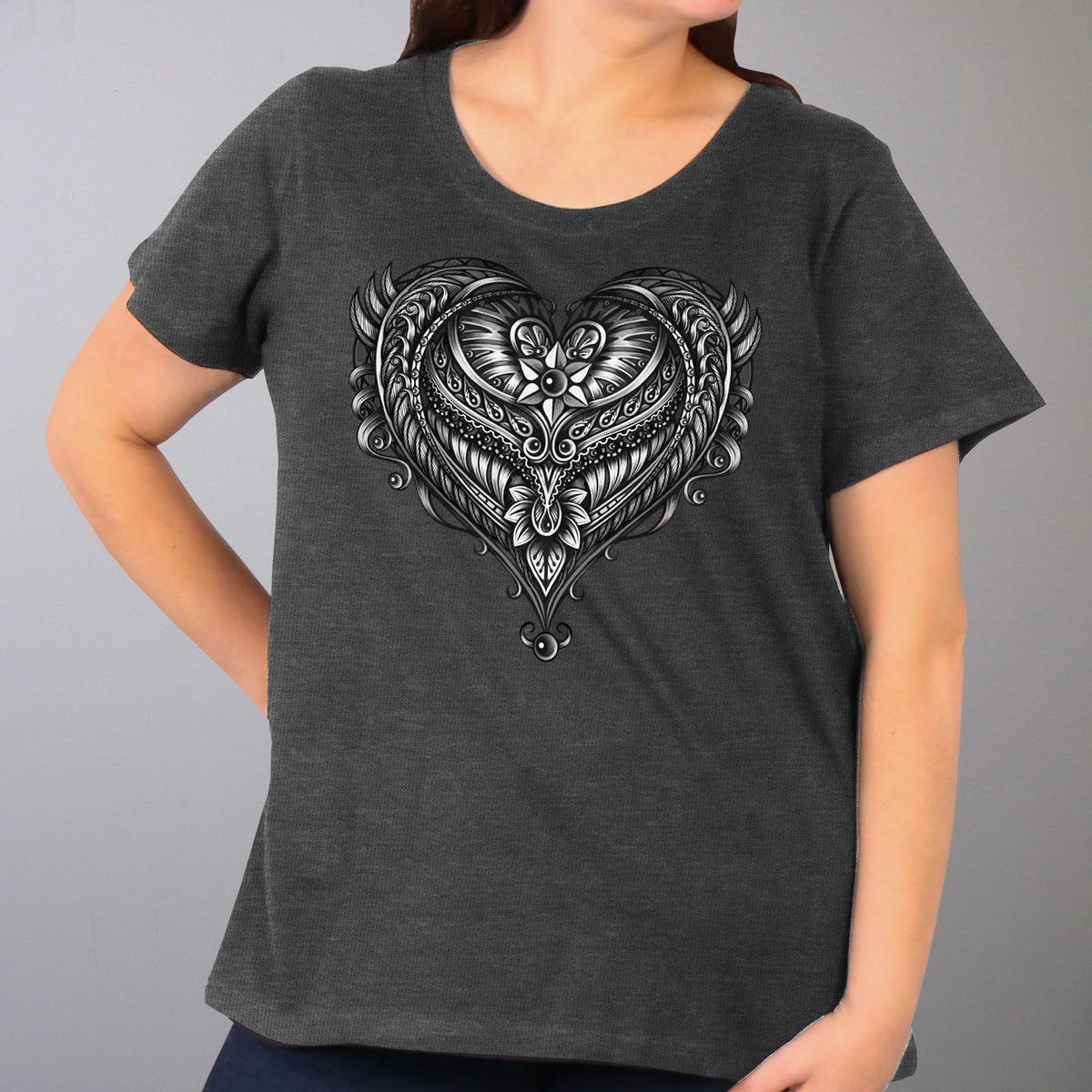 Hot Leathers GLD1507 Ornate Angel Wings Curvy Ladies T-Shirt