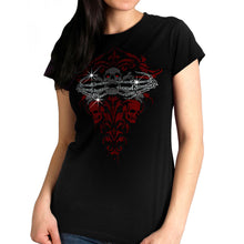 Hot Leathers GLC1561 Ladies Black Skeleton Bling Hands T-Shirt