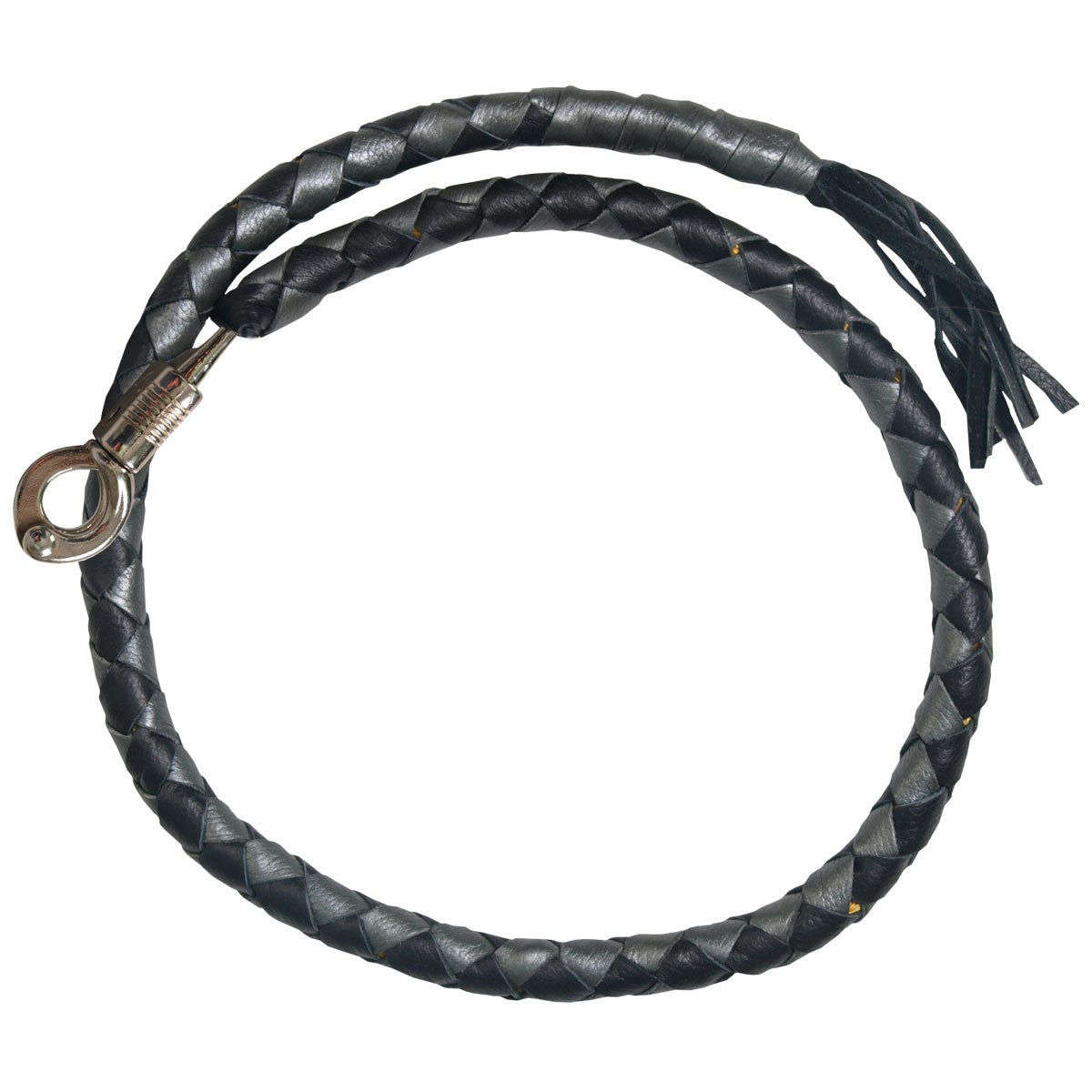 Hot Leathers MWH1105 â€˜Get Backâ€™ Genuine Black and Silver Leather Whip