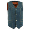 Milwaukee Leather DM1310 Men's Blue Denim Classic Snap Front Biker Vest