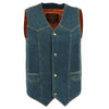 Milwaukee Leather DM1310 Men's Blue Denim Classic Snap Front Biker Vest