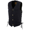 Milwaukee Leather DM1315 Men's Black Denim Classic Side Lace Snap Front Vest