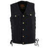 Milwaukee Leather DM1360 Men's Black Side Lace Denim Vest with Chest Pockets