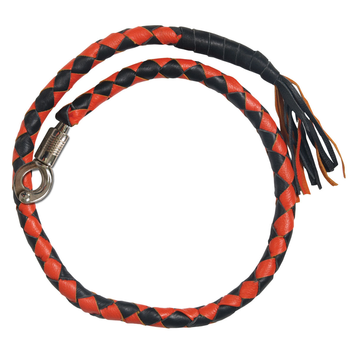 Hot Leathers MWH1104 â€˜Get Backâ€™ Genuine Black and Orange Leather Whip