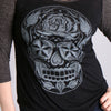 Hot Leathers GLC3352 Sugar Skull Black and Heather Grey 3/4 Sleeve Ladies Shirt