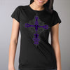 Hot Leathers GLR1469 'Studded Fleur De Lis Cross' Ladies Black T-Shirt