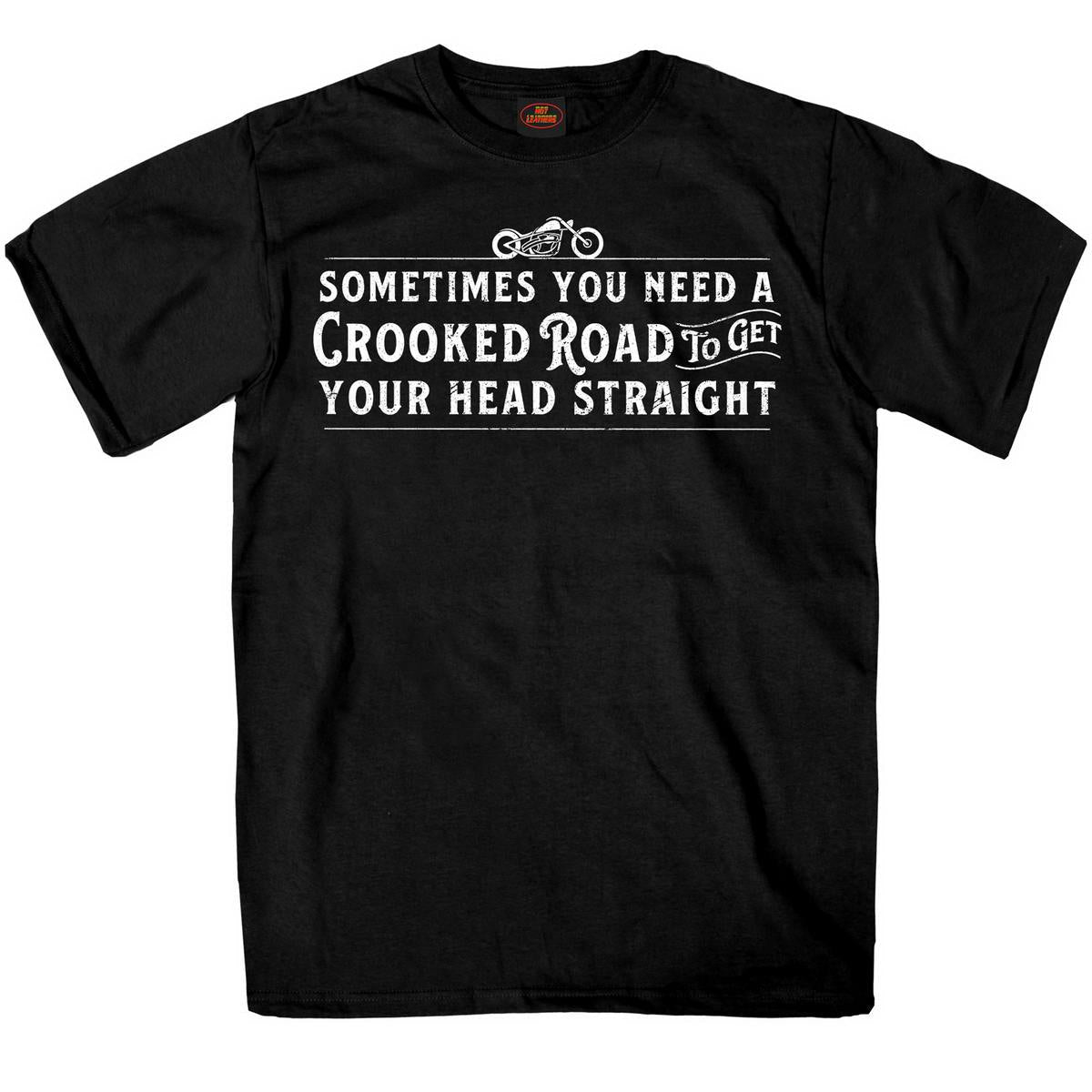 Hot Leathers GMS1438 Menâ€™s â€˜Crooked Roadâ€˜ Short Sleeve Black T-Shirt