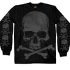 Hot Leathers GMS2305 Menâ€™s â€˜Jumbo Print Skull and Cross Bones Long Sleeve Black T-Shirt