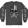 Hot Leathers GMS2391 Menâ€™s â€˜Flag Skullâ€™ Long Sleeve Charcoal T-Shirt