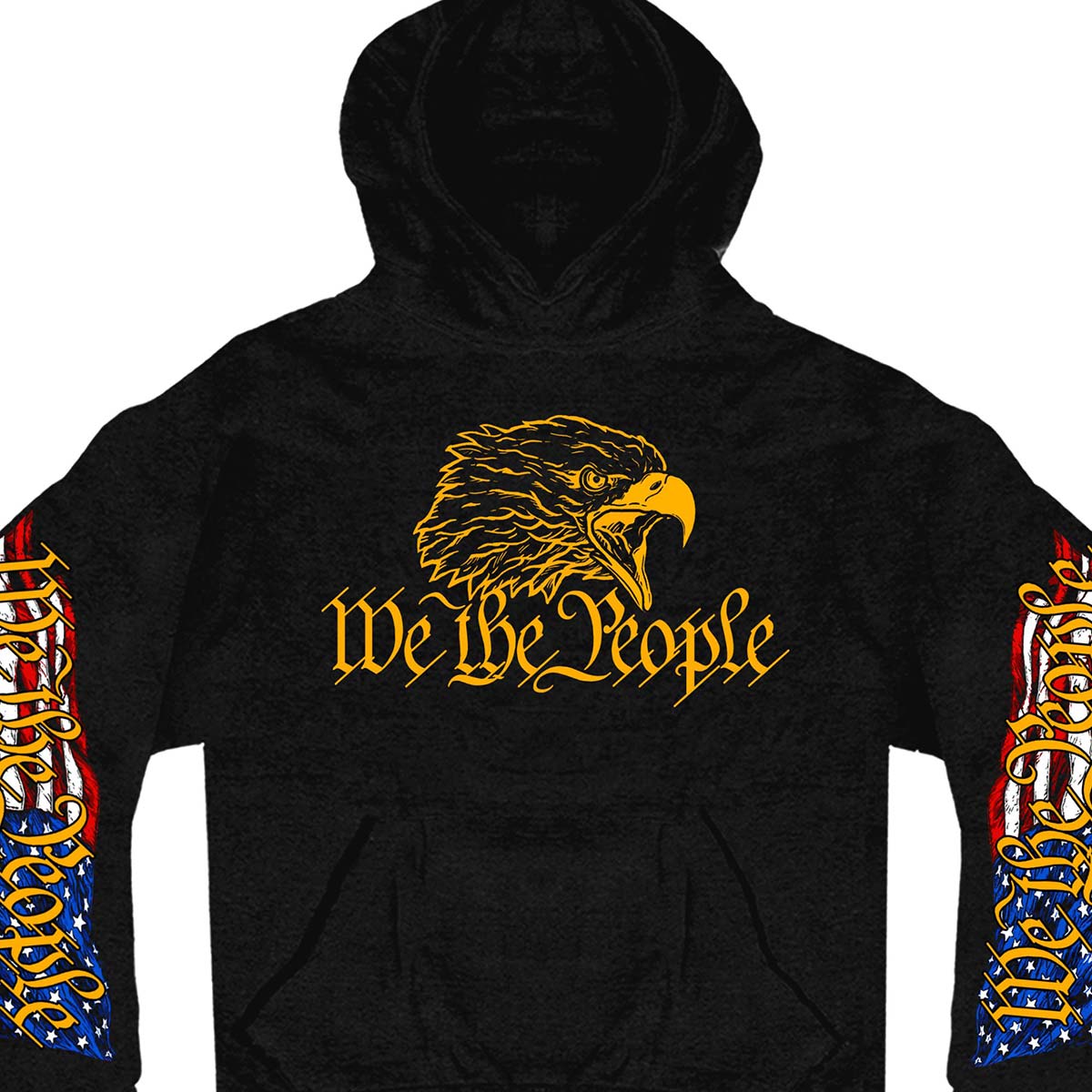 Hot Leathers GMS4485 Menâ€™s Black â€˜We the Peopleâ€™ Hoodie with Pocket