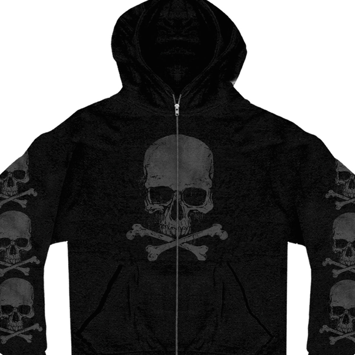 Hot Leathers GMZ4305 Menâ€™s â€˜Skull and Crossbonesâ€™ Black Hoodie with Zipper Closure