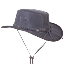 HL80111BROWN - Handcrafted Brown Leather TOP HAT shapeable brim - HighwayLeather