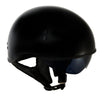 Hot Leathers T72 'Black Widow' Gloss Black Motorcycle Half Helmet for Men and Women Biker with Drop Down Visor