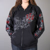 Hot Leathers GLZ4246 Ladies Black Hoodie Sweatshirt with Live, Love, Ride and Roses Artwor