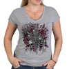 Hot Leathers GLC1557 Ladies Heather Gray Forever Free Cross Bling T Shirt