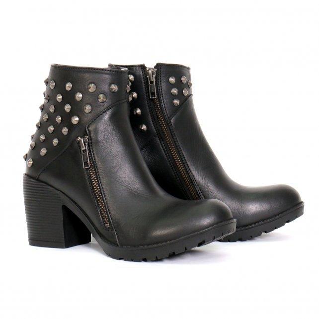 Hot Leathers BTL1003 Ladies 5 inch Black Studded Ankle Leather Boots with Side Zippers HighwayLeather