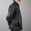 Hot Leathers LCS1001 Menâ€™s Classic Black Fashion Leather Shirt with Multiple Pockets