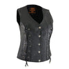 Milwaukee Leather SH1216 Ladies Black Leather Vest with Front Laces