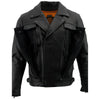 Milwaukee Leather LKM1720T Men's Black 'Pistol Pete' Motorcycle Vented Leather Jacket with Utility Pockets-Tall Sizes