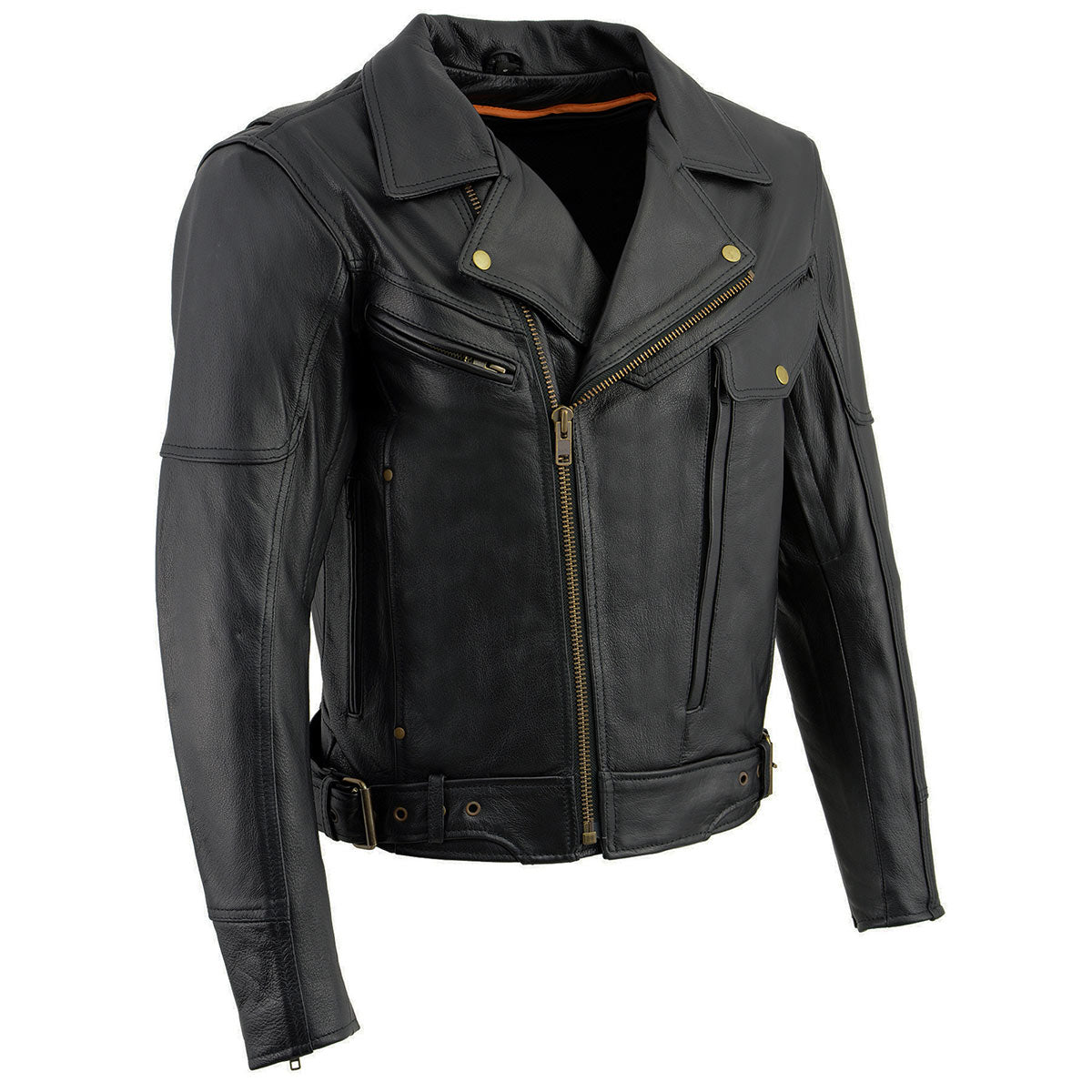 Milwaukee Leather LKM1770 Black Genuine Leather Motorcycle Jacket