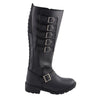 Milwaukee Leather MBL9395 Women's Black 17-Inch Side Strap Riding Leather Boots with Side Zipper