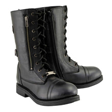 Milwaukee Leather MBL9369 Women's ‘Graze’ Black Leather Lace-Up Boots with Zipper Pocket