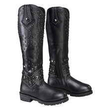 Milwaukee Leather MBL9371 Women's Black 18 Inch Studded and Riveted Western Style Boots