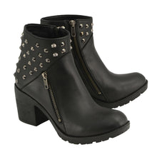 Milwaukee Leather MBL9402 Women's Black Spiked Side Zipper Entry Boot with Platform Heel