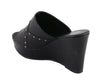 Milwaukee Performance MBL9407 Women's Black Open Toe Wedge Sandals with Studs