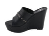 Milwaukee Leather MBL9408 Women's Black Open Toe Platform Wedges with Rivet Details