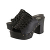 Milwaukee Leather MBL9410 Women's Black Open Toe Platform Wedges with Studs