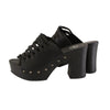 Milwaukee Leather MBL9410 Women's Black Open Toe Platform Wedges with Studs