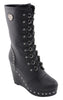 Milwaukee Leather MBL9438 Women's Black Lace-Up Boots with Platform Wedge