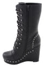 Milwaukee Leather MBL9438 Women's Black Lace-Up Boots with Platform Wedge