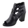 Milwaukee Leather MBL9454 Women's Heel Black Studded Strap Sandal with Platform Heel