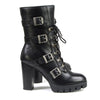 Milwaukee Leather MBL9459 Women's Black Leather Buckles Platform Boots with Lace-Up Closure