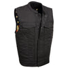 Milwaukee Leather MDM3007 Men's 'Brute' Concealed Snap Black Denim Club Style Vest w/ USA Flag Liner