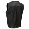 Milwaukee Leather MDM3008 Men's 'Brute' Black Perforated Leather and Denim Club Style Vest w/ Hidden Dual Closure