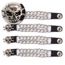 Milwaukee Leather MLA6004SET Skull and Cross Bones 4-PCS Vest Extender Double Chrome Chains w/ Genuine Leather 4" Extension