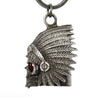 Milwaukee Leather MLB9009 'Native Skull with Red Eyes' Motorcycle Good Luck Bell | Key Chain Accessory for Bikers