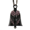 Milwaukee Leather MLB9027 Black 'Wings with Pink Diamonds' Motorcycle Good Luck Bell | Key Chain Accessory for Bikers