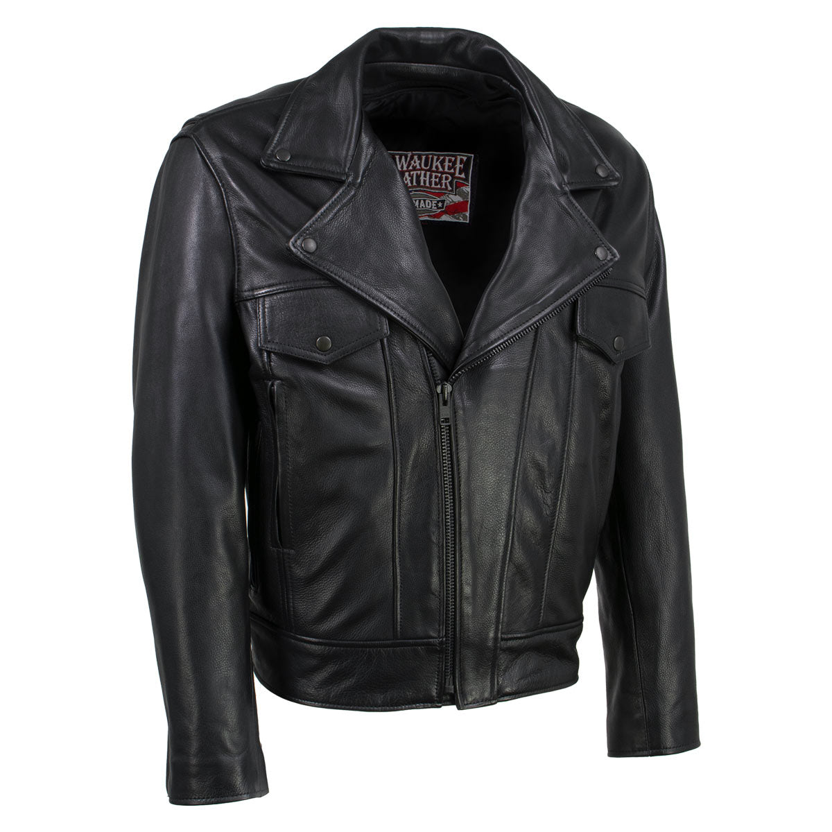 Milwaukee Leather USA MADE MLJKM5008 Men s Black Revolve Premium Leather Vented Motorcycle Jacket