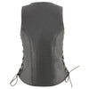 Milwaukee Leather MLL4532 Women's Black Cool-Tec Leather Open Neck Side Lace Stitching Detail Motorcycle Rider Vest