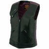 Milwaukee Leather MLL4571 Ladies 'Crinkled' Black and Purple Lightweight Leather Vest