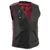 Milwaukee Leather MLL4571 Ladies 'Crinkled' Black and Pink Lightweight Leather Vest