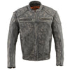 Milwaukee Leather MLM1509 Men's Distressed Brown ‘2 in 1’ Leather Jacket with Zip-Off Sleeves