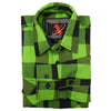 NexGen MNG11656 Men's Black and Neon-Green Long Sleeve Cotton Flannel Shirt