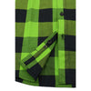 NexGen MNG11656 Men's Black and Neon-Green Long Sleeve Cotton Flannel Shirt