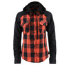 NexGen MNG21602 Women's Casual Black and Red Long Sleeve Cotton Flannel Shirt with Hoodie